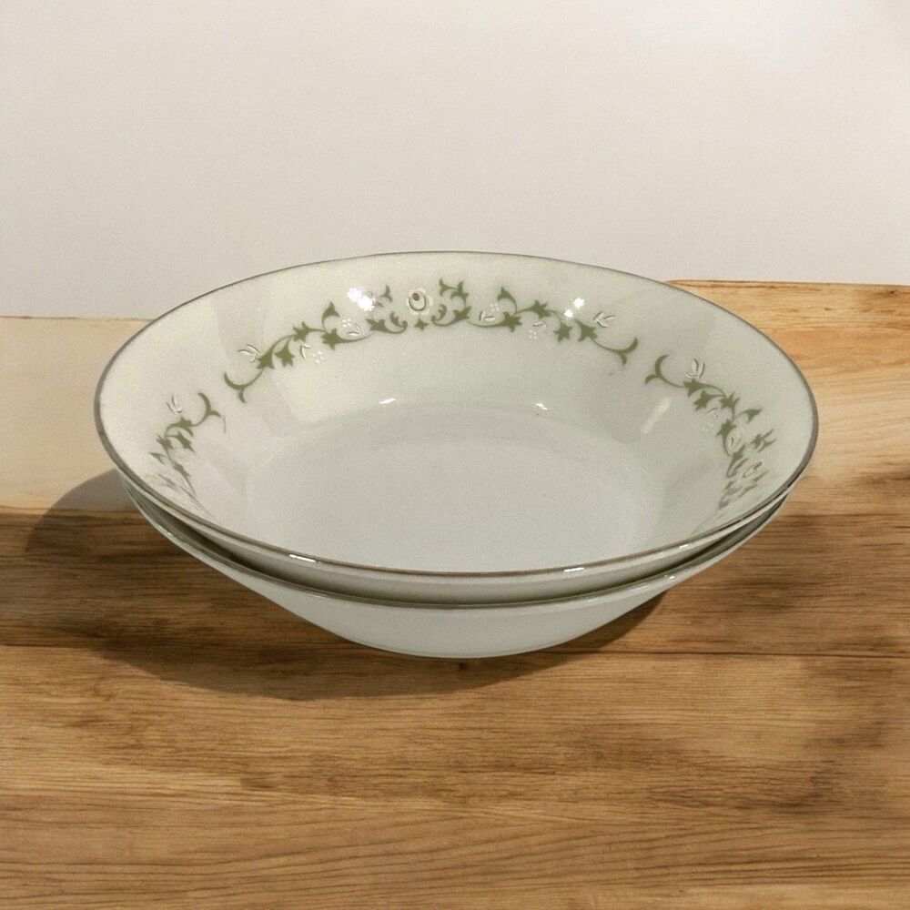 ELEGANCE by SHEFFIELD FINE CHINA Fruit/Dessert Bowls Silver Trim Set Of 2